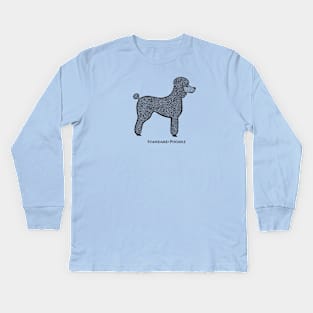 Poodle with Name - hand drawn dog design with text Kids Long Sleeve T-Shirt